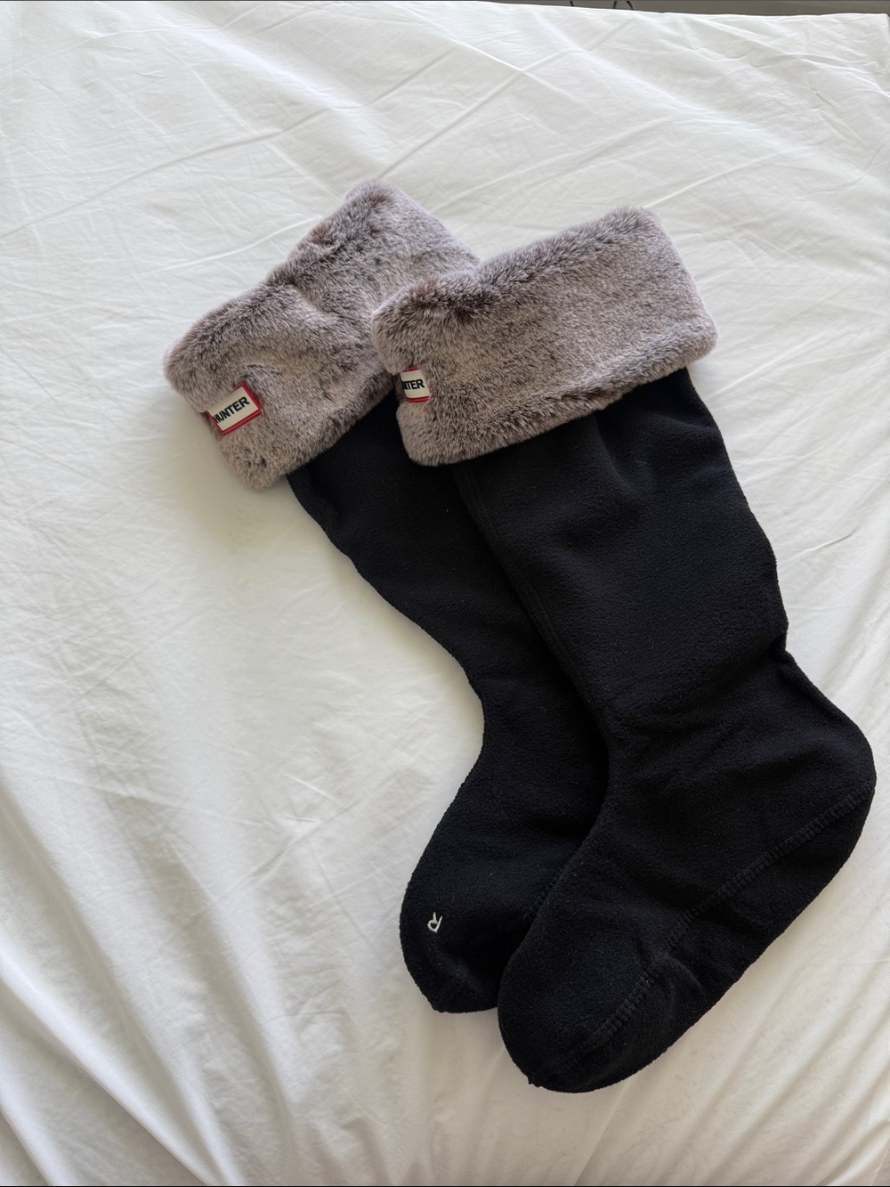 Hunter Black Boot Liners with Gray Faux-Fur Cuff